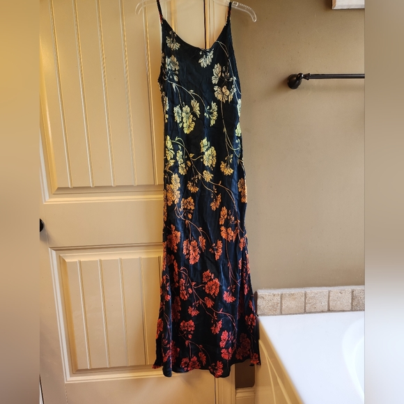 Anthropologie Conditions Apply Elva Slip Midi Dress Deep Teal Floral - Size LP - Picture 4 of 9